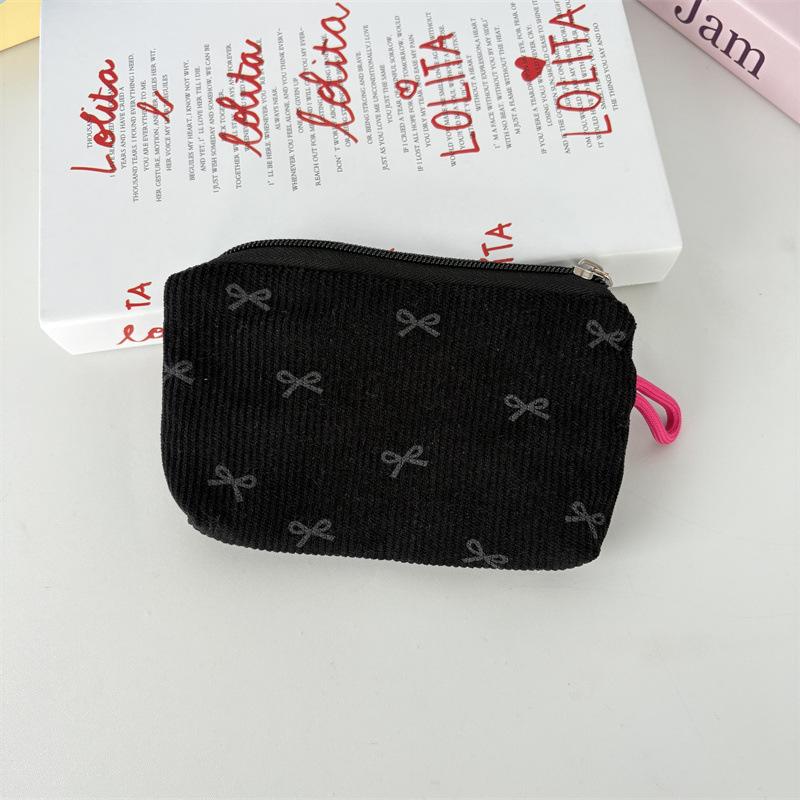 New Corduroy Floral Coin Wallet Women Portable Lipstick Makeup Bag Children's Cute Coin Purse Small Wallet Large Capacity ID Bag