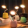 LED-Schreibtischlampe mit Stifthalter Kleine dimmbare wiederaufladbare Tischlampe mit flexiblem Schwanenhals für Homeoffice Schlafzimmer Schreibtisch Nachttisch