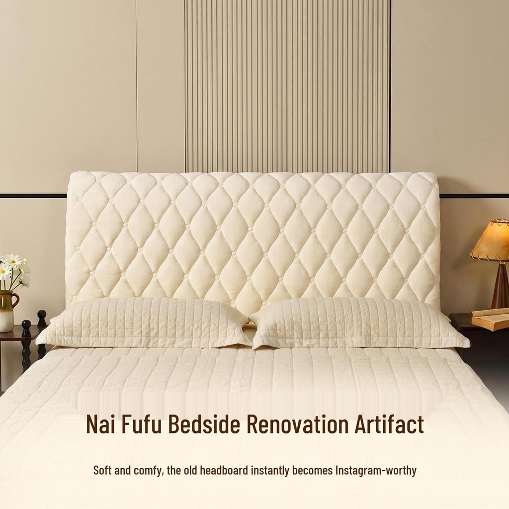 Plush Upholstered Anti-Collision Bed Headboard Dust Cover