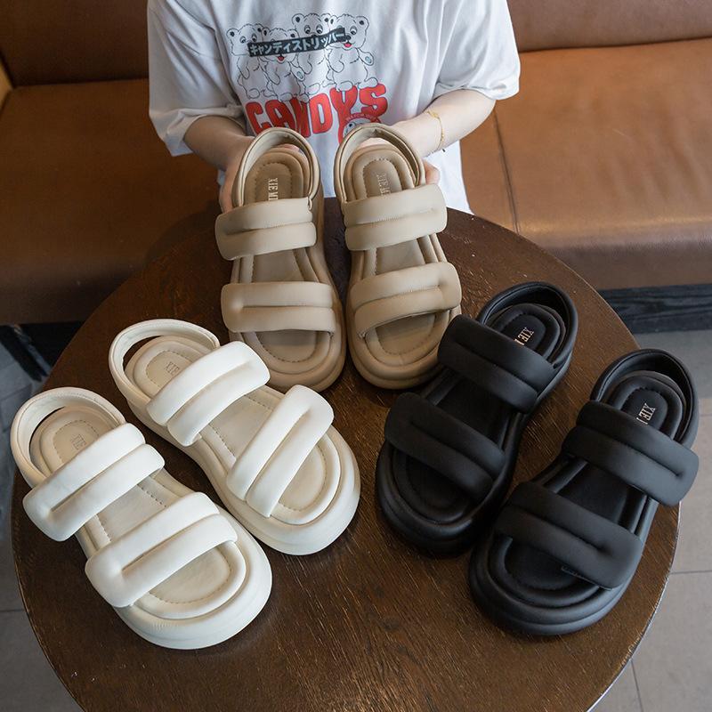 Thick Soled Bread Sandals Women's Summer Wear Leisure Sneaker Beach Shoes 2025 New Student Roman Women's Shoes