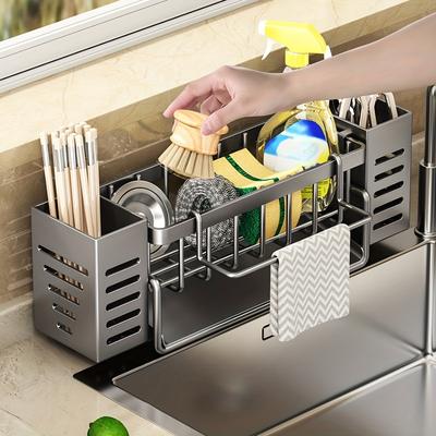 Étagère d'évier auto-drainante, égouttoir à vaisselle, égouttoir à savon, porte-éponge à vaisselle pour évier de cuisine