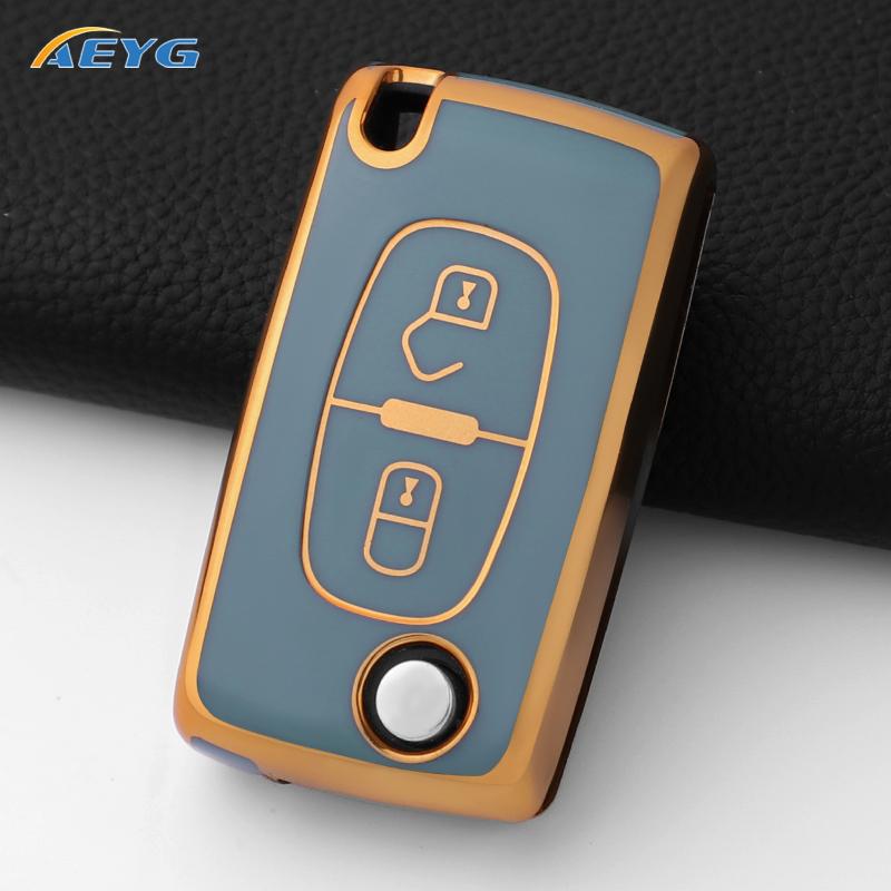 TPU Car Remote Key Case Cover For Peugeot Partner Citroen Berlingo C3 Picasso 2009 2010 2011-2016 Key Chain Accessories