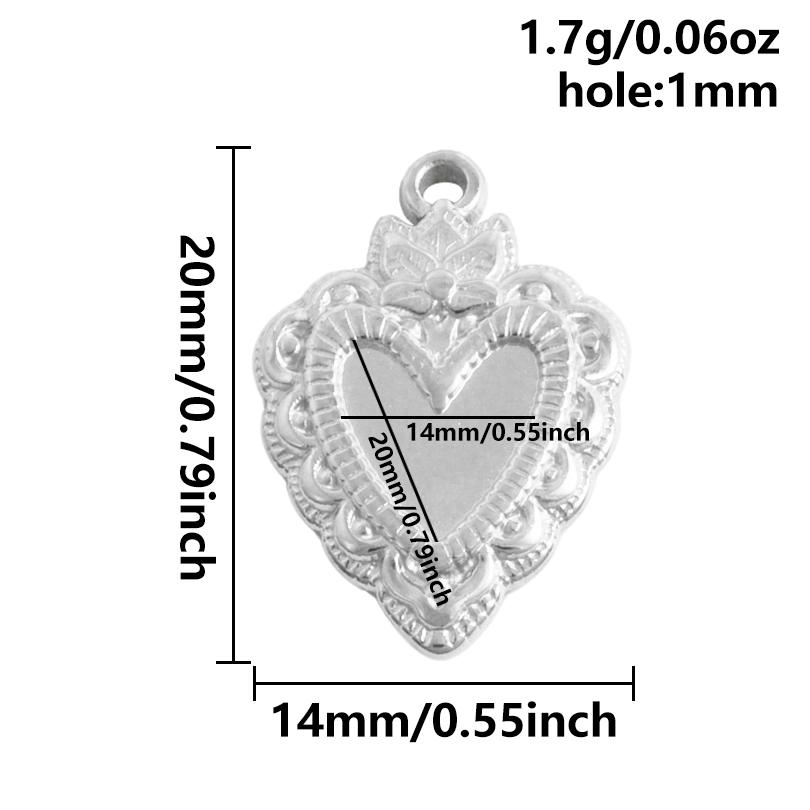 6pcs High Quality Assorted Stainless Steel Heart Charms For Jewelry Making Bracelets Keychain Pendant DIY Women Men Pendant Bulk