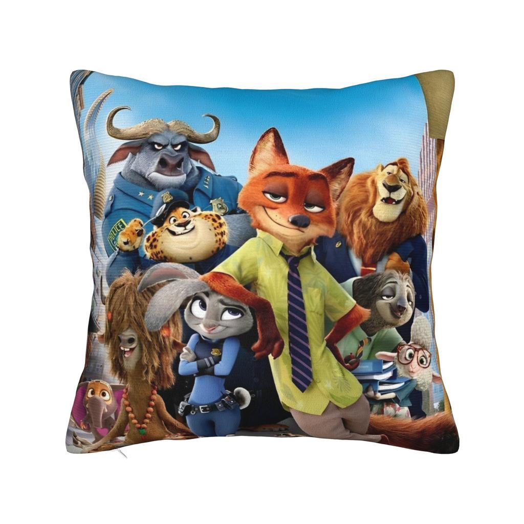 Zootopia 2 Animated Film Square Pillow Cases Buddy Cop Comedy Cushion Covers Creative Zipper Decor Pillowcase for Sofa 45*45cm