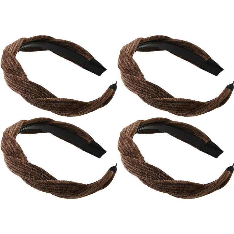 New Simple Wide Side Edge Fabric Hair Band Women Fashion Korean Retro Braided Headband Solid Knot Hoop Girls Hair Accessories