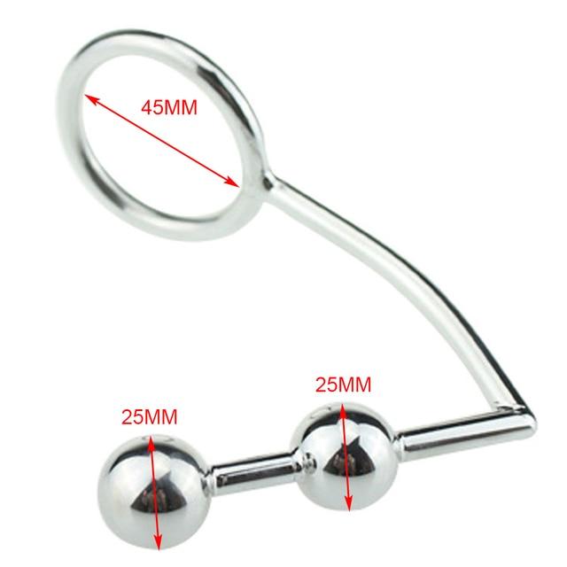 FBHSECL 40/45/50 mm kovový anální háček s kroužkem na penis pro muže