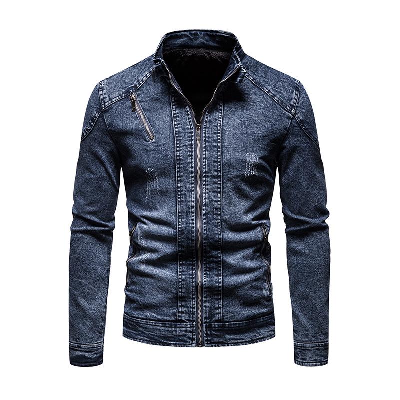 Nová džínová podzimní a zimní sametová retro džínová bunda pánská trendy slim pracovní bunda v korejském stylu
