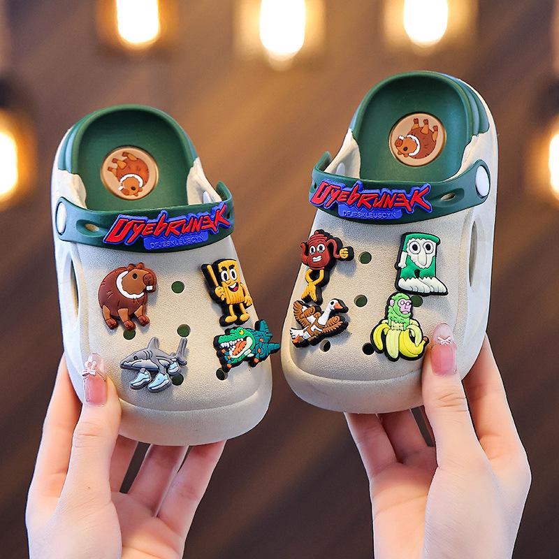 2026 Kids' Non-Slip Summer Clogs, Soft-Soled Sandals, Classic Mountains and Seas Design for Boys (0-8 Years)