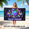 Abstract Geometric Theme Soft Beach Towel Personalized Custom Name Text Towel Portable for Beach Pool Travel