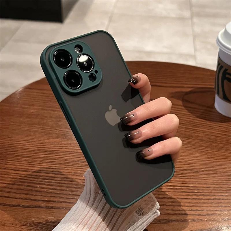 

Роскошный противоударный матовый чехол для телефона для iPhone 16 15 14 13 12 11 Pro Max XR XS X 7 8 Plus Mini SE Бампер Прозрачная крышка For iPhone 13