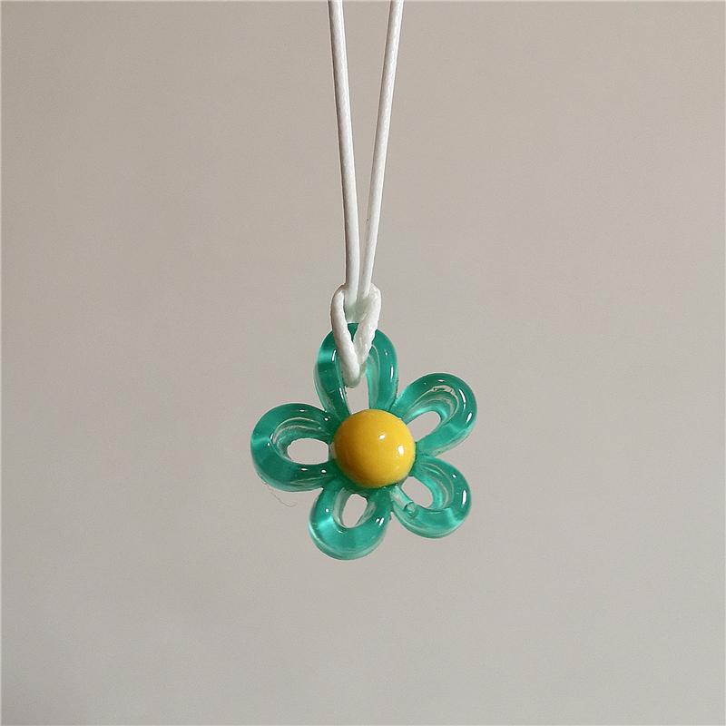 Koreanische Mode Harajuku Vintage Niedlich Bunt Acryl Blume Anhänger Choker Halskette Hals Charm Damen EMO Schmuck Zubehör