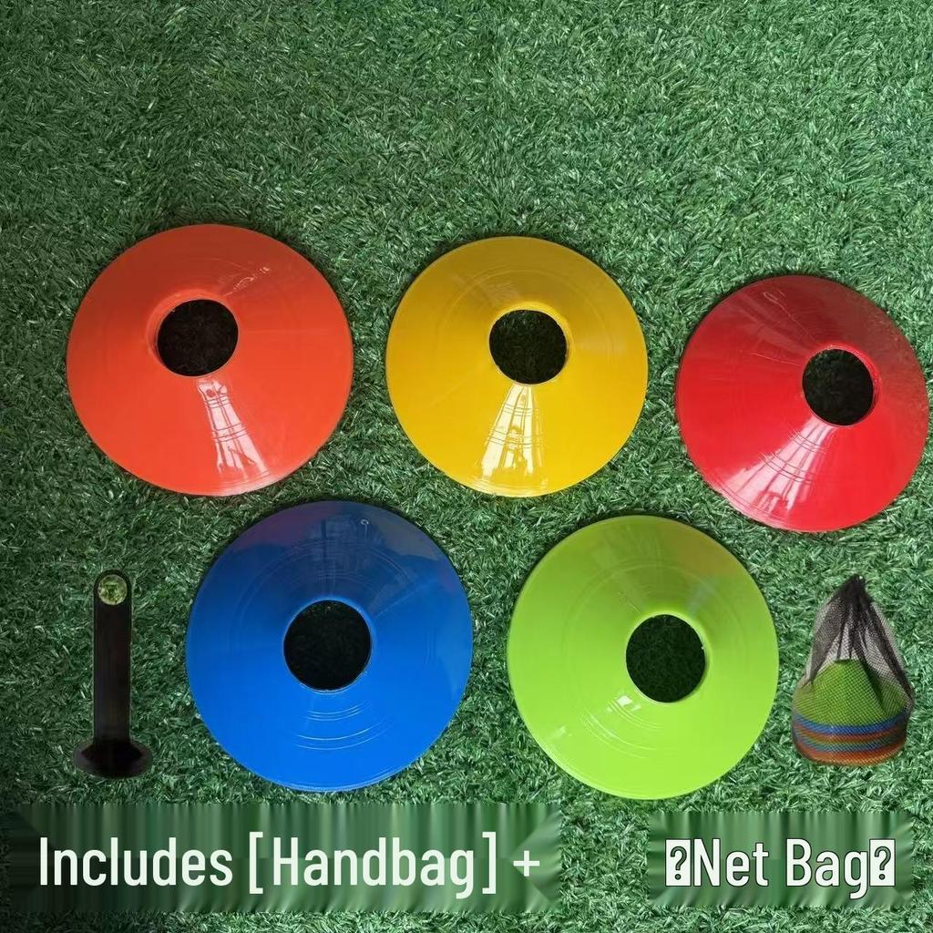 Round Mouth Logo Disc Set: Football Plate, Flying Disc, and Obstacle Cones