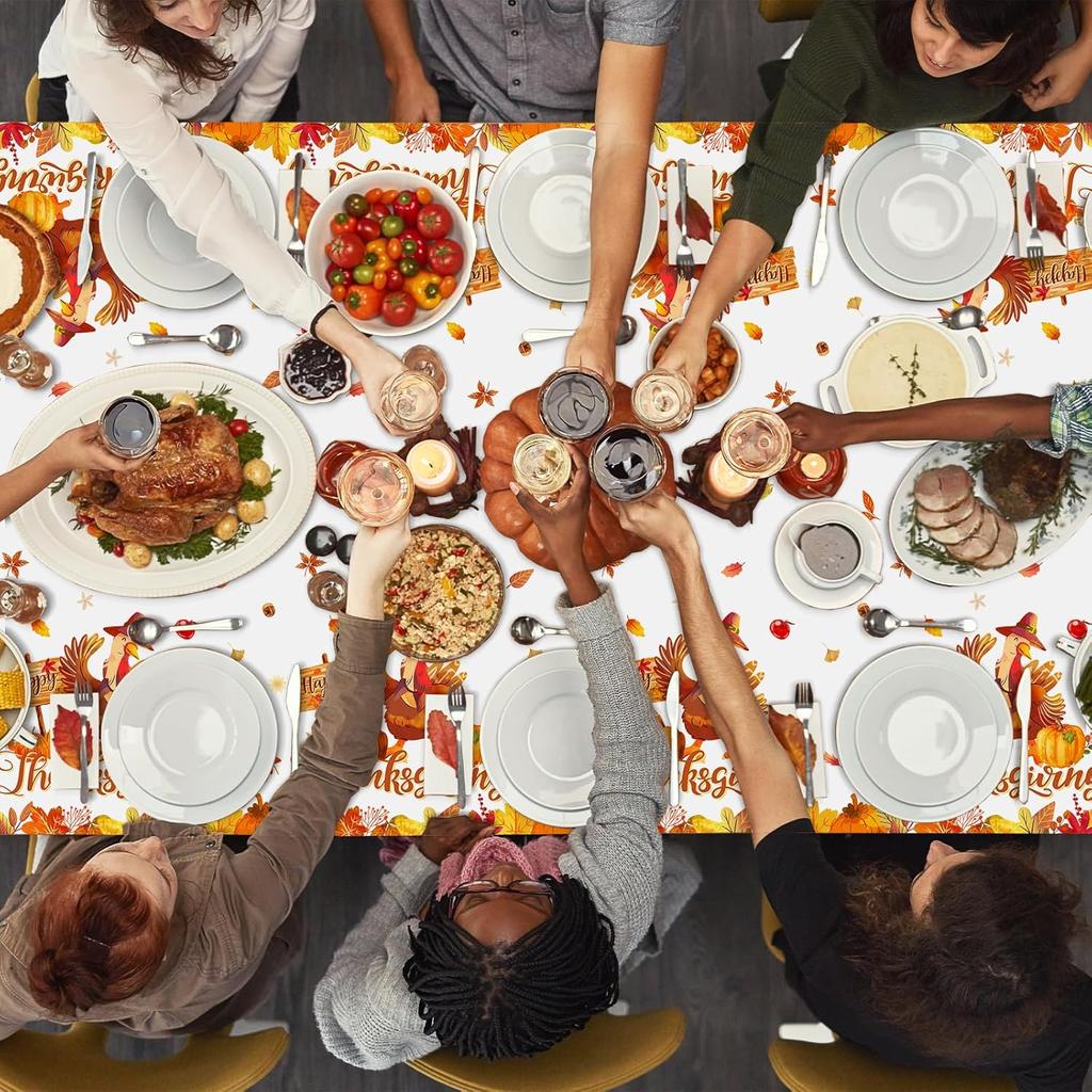 GREHUMOR Fall Thanksgiving Party Supplies Thanks Giving Tablecloth Plastic Turkey Thanksgiving Party Tablecloth Pumpkin Table Cover for Fall Thanks