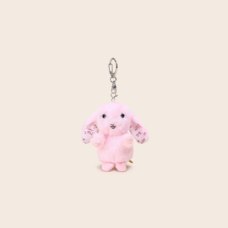Flower Ear Print Rabbit Plush Keychain Animal Backpack Pendant Cartoon Gift Kids