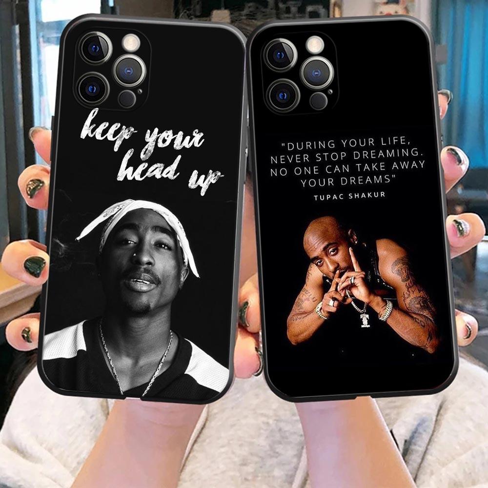 Hiphop Rap Singer 2Pac Tupac Shakur Phone Case for iPhone 17 16 14 15 Pro Plus 11 13 17 Pro 17Air 16 e Case Black Soft Cover