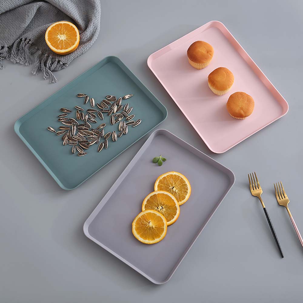 Nordic Plastic Snack Kitchen Supplies Rectangular Serving Tray Tableware Dessert Plates Dinnerware