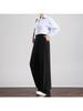 Tall Women's Black Drape Casual Wide-Leg Trousers - Spring/Autumn 2026
