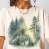 Retro Mist Pine Forest T Shirt Women's T Shirt Summer New Retro Harajuku Style Casual T Shirt