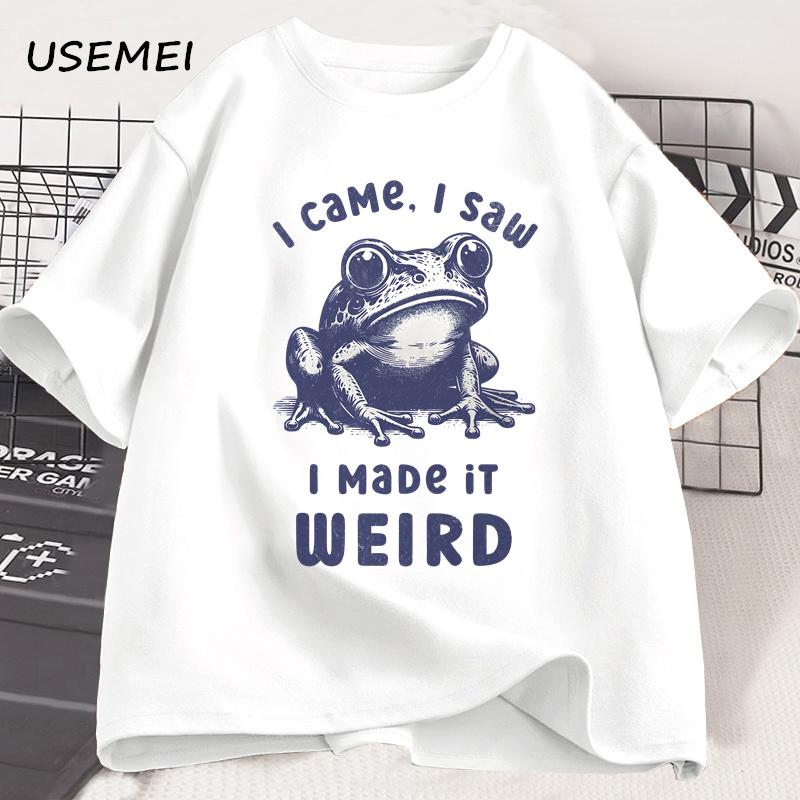 Zrobiłem to dziwne T-shirty Śmieszny dziwny humor T-shirt Żaba Koszulka Frogcore Dziwny nadrukowany T-shirt Odzież męska Streetwear Top