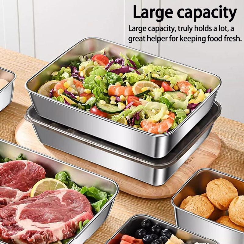 3Pcs Stainless Steel Food Containers Leakproof Stackable With Clear Lids For Camping Home & Meal Prep