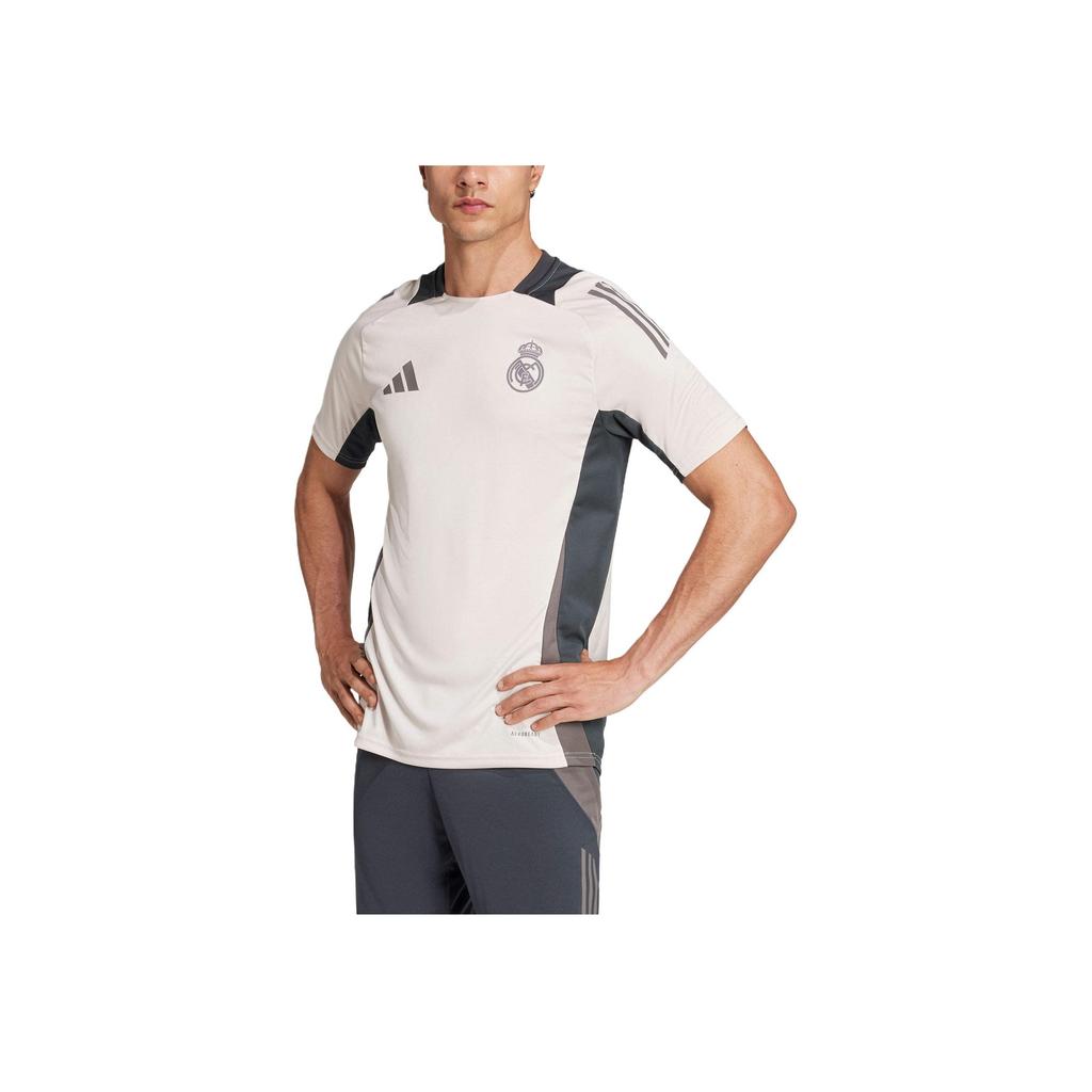 Adidas Real Madrid Tiro 24 Lightweight Breathable Logo Print Short Sleeve Football Shirt Men Tops White IT5134