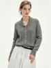 Women's 100% Wool Retro Green Cable Knit Collared Cardigan Sweater - Loose Fit, High-End Autumn/Winter Fashion.