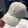 Cotton Baseball Cap With Pearl Embellishments For Summer Sun Protection