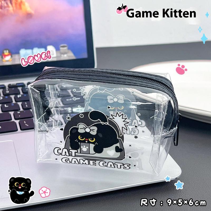 

Cute Mini Transparent Kitten Coin Purse Fashion Summer PVC Clear Wallet Women Lipstick Earphone Key Credit Card Storage Bag