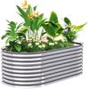 Planter, Metal Flower Planter with Safety Edge and Gloves, Open Bottom, 160W X 80D X 56H Cm, Grey