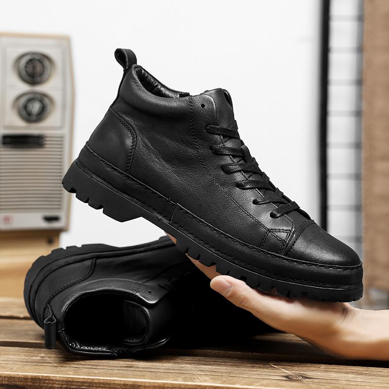 Luxury Brand Men Ankle Boots Top Quality Man Basic Boots Genuine Leather Men Shoes High Top Leisure Walk Botas Antiskid Sneakers