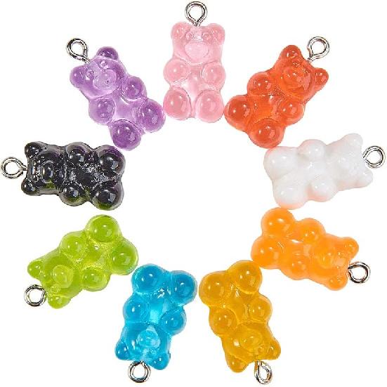 LiQunSweet 50 Pcs Handmade Mixed Random Color Vintage Natural Wood with Resin Cabochon Charm Bead Without Hole Round Shape for Necklace Earring