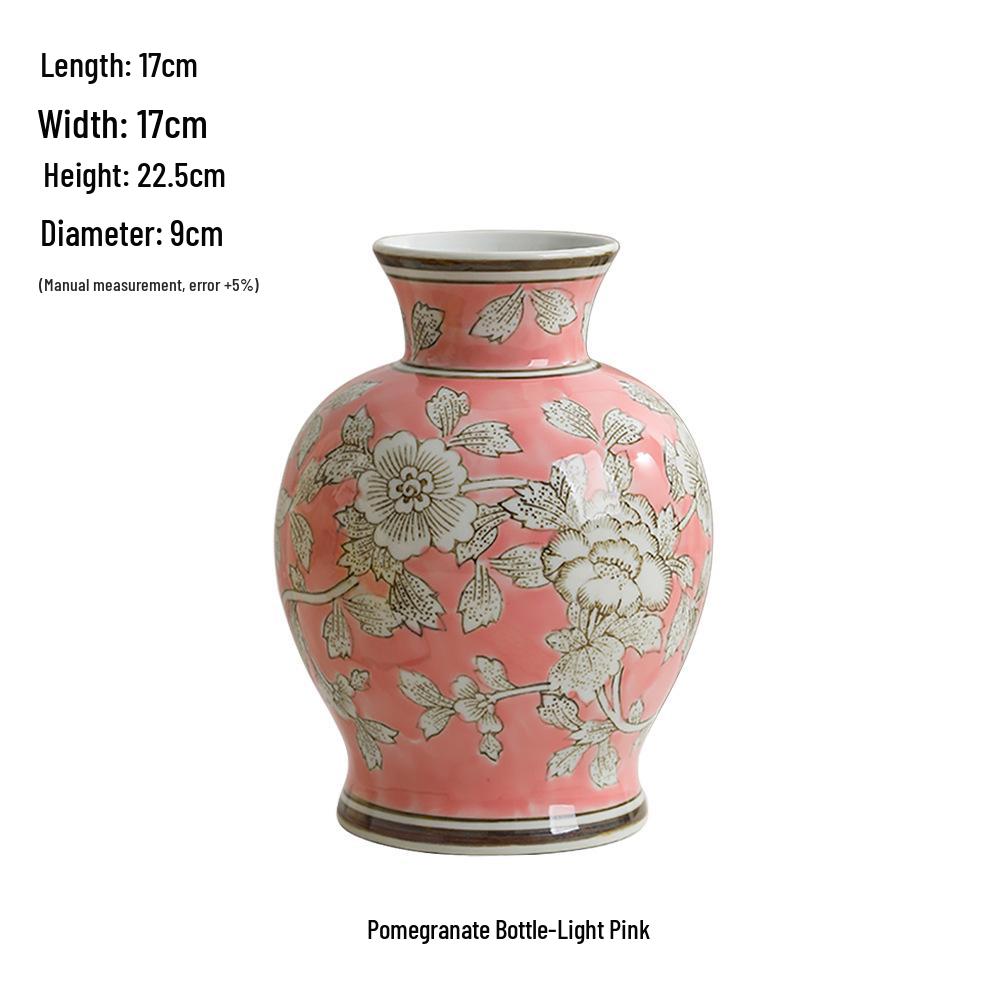 Čínská červená keramická váza ze poloviny století - Novoroční speciální ozdoba pro obývací pokoj nebo svatební aranžmá ze sušených květin