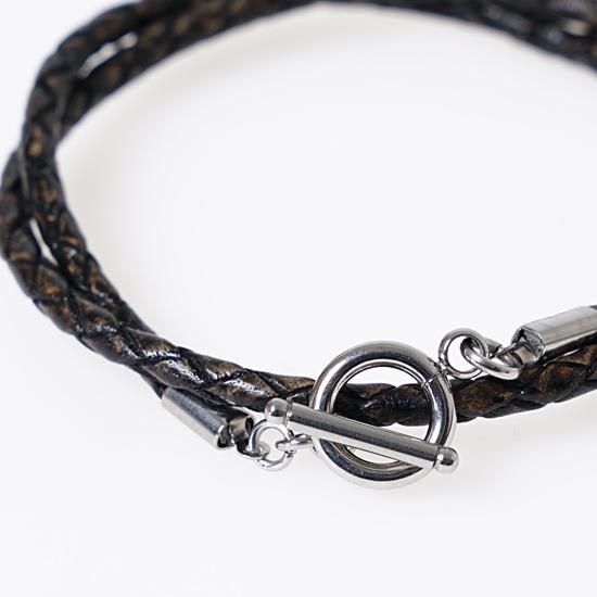 Jbans Classic Ring Bar Layered Slim Leather Bracelet (C1902-Ac480Dgr)