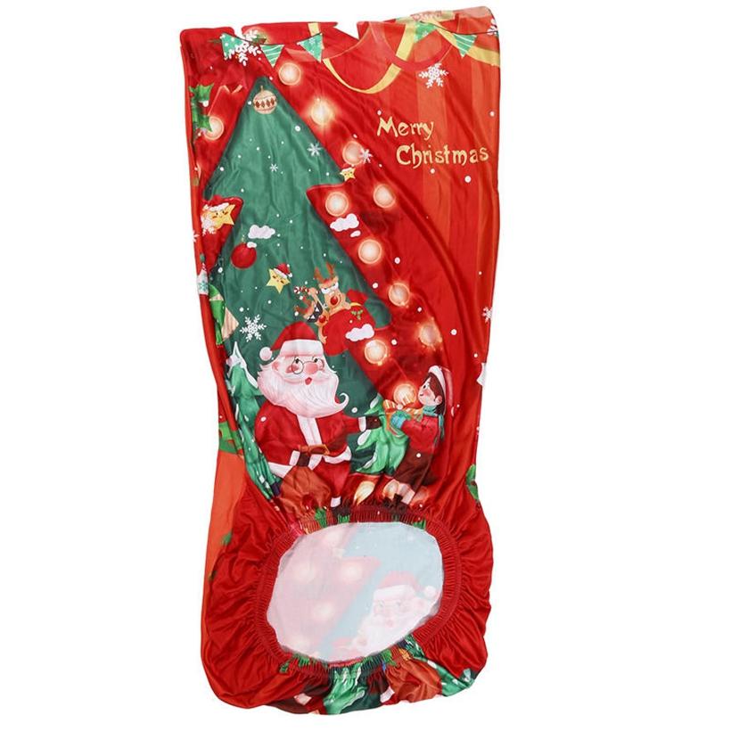 Non Slip Christmas Dining Room Chair Covers Stretchy Washable Xmas Printed Chair Slipcover Protector for Holiday Party Decor