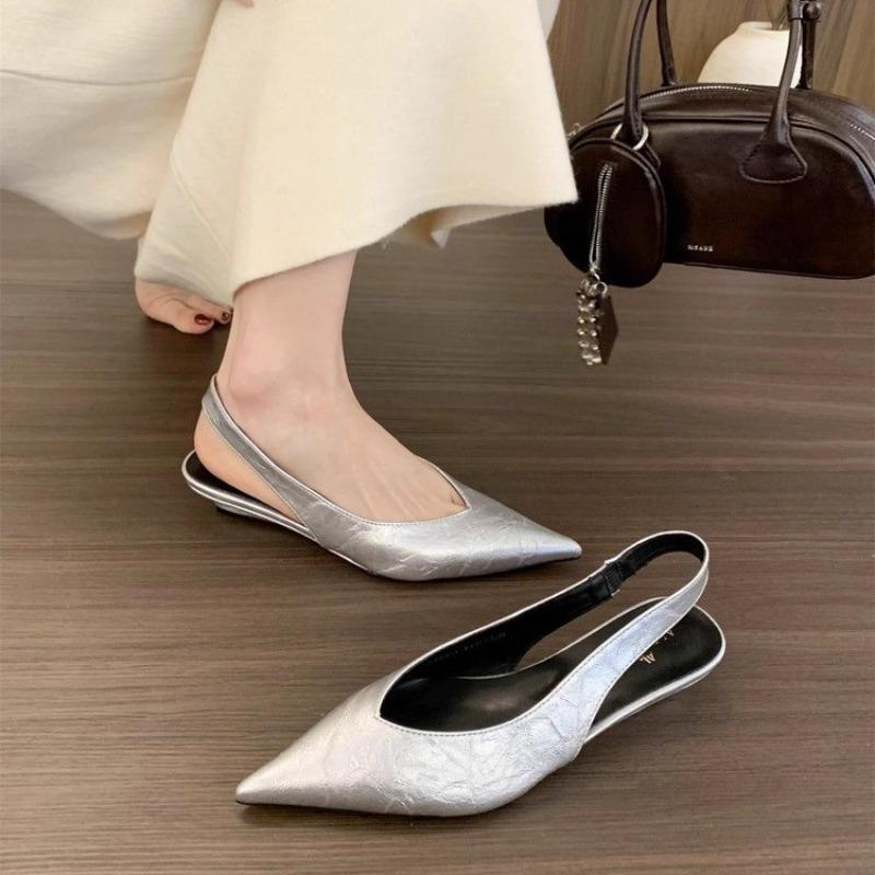 Fashion 2025 Summer New Fashion Low Heel Shoes Pointed Toe Shallow Women Shoes Dresses Wedge Heel Shoes  Women Sandals