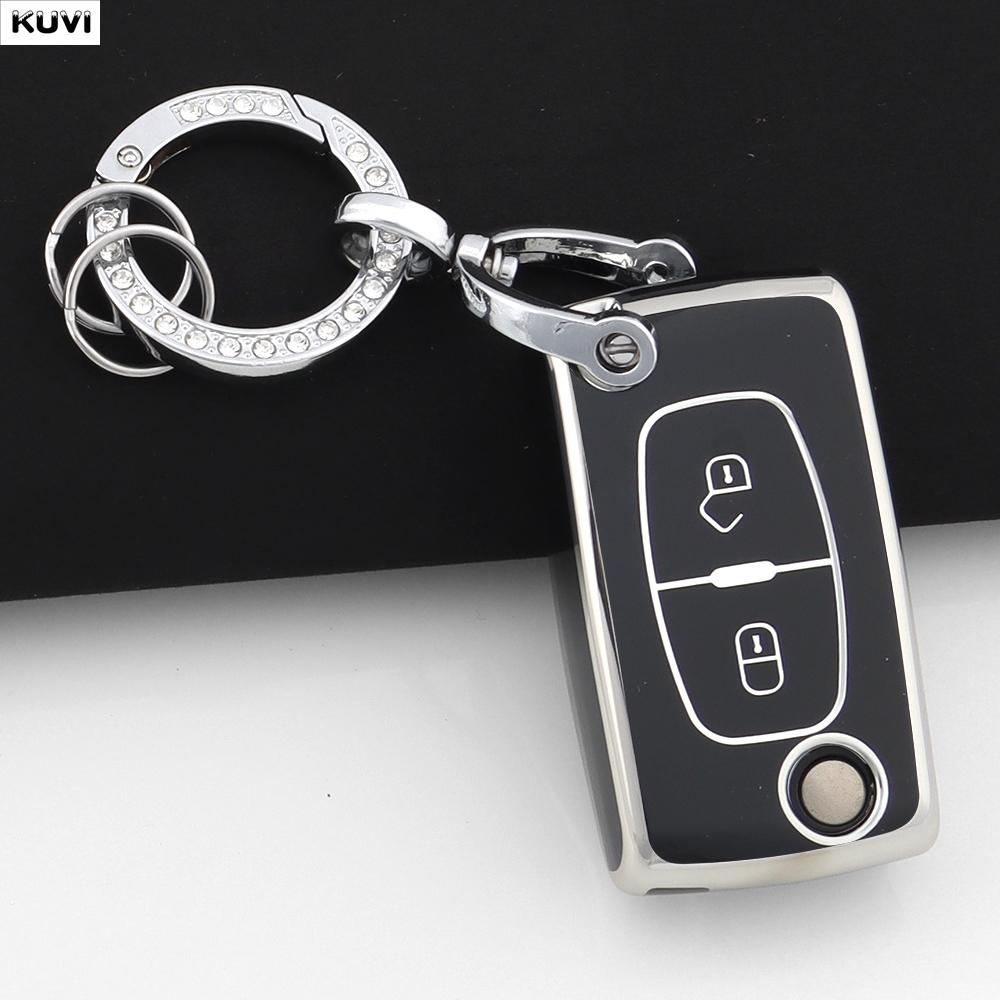 Fashion TPU Car Key Case Cover Keychain Fob Shell For Citroen C2 C3 C4 C5 C6 Xsara Berlingo For Peugeot 207 307 308 407 607 807