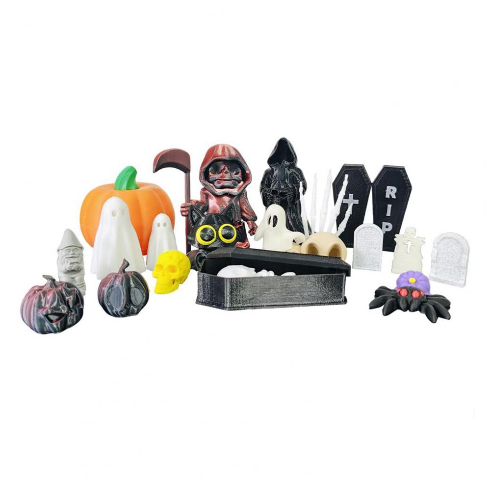 

Halloween Ornament Set Sturdy Halloween Figurines Halloween Set with Grim Reaper Skull Figurines Casket for Home