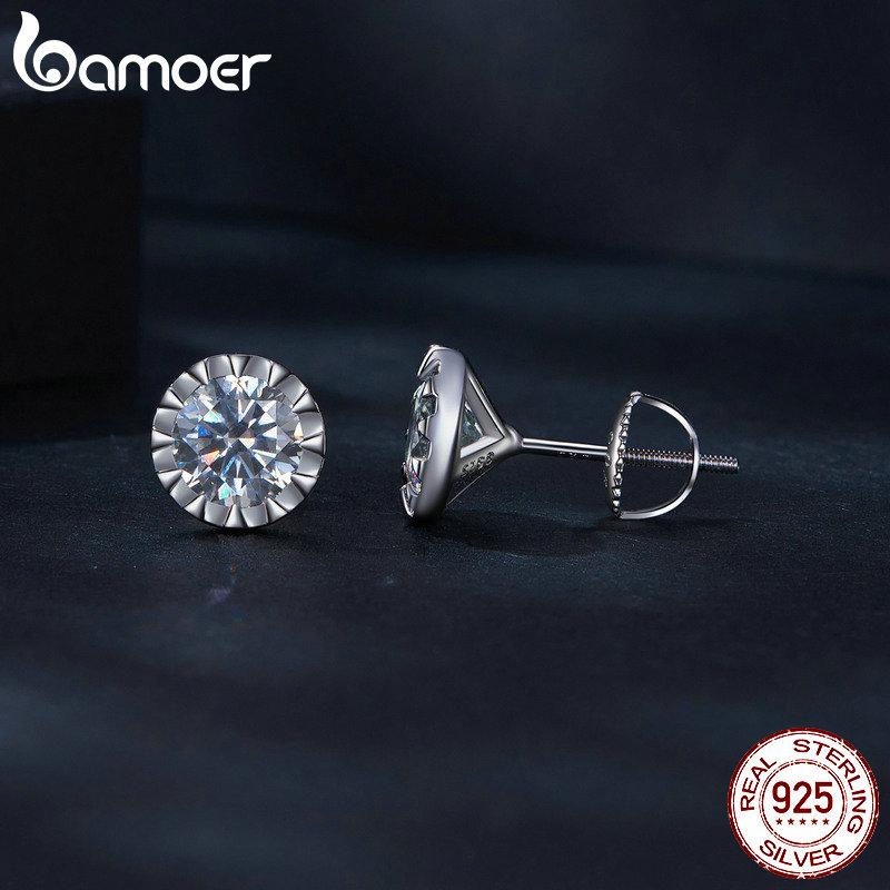 BAMOER Brincos 925 Sterling Silver My One True Love Stud Earrings for Women Openwork Heart Earrings Fine Jewelry PAS443