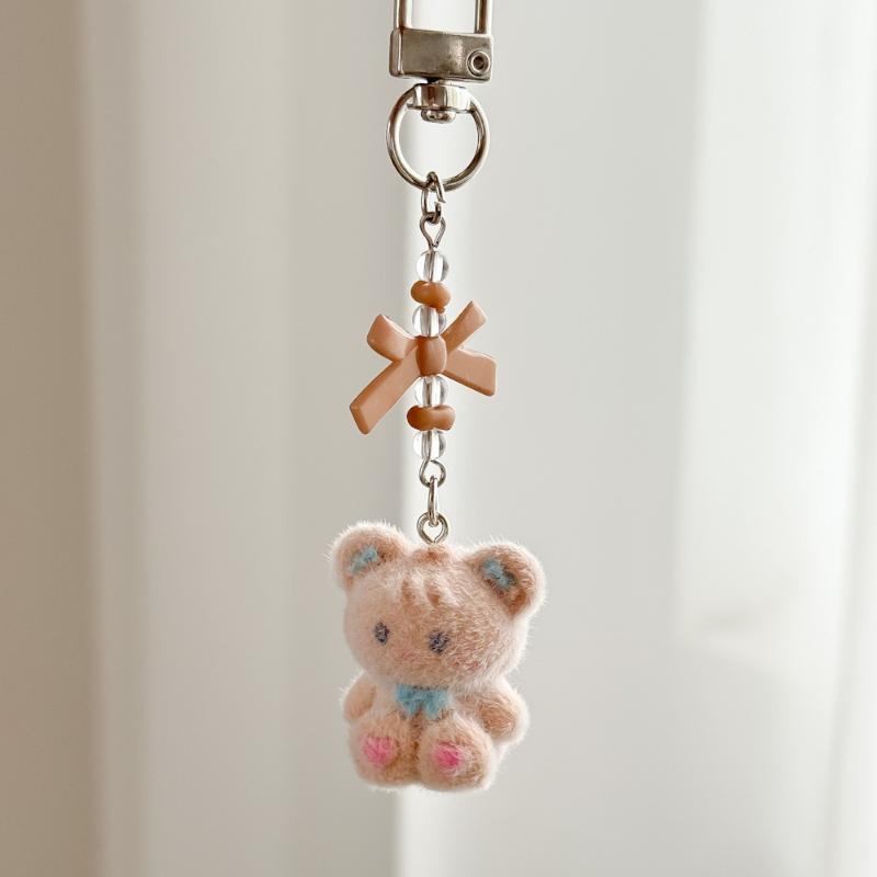 Flockad Tecknad Nyckelring Sött Djurhänge Väskdekoration Nyckelring Telefonkedja Snodd