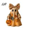 Farmhouse Style Fall Accents Lighted Vintage Patchwork Ghost LED Light Ghost with Pumpkin Lantern Halloween Decor Nostalgic Decor Ghosts Lamp,