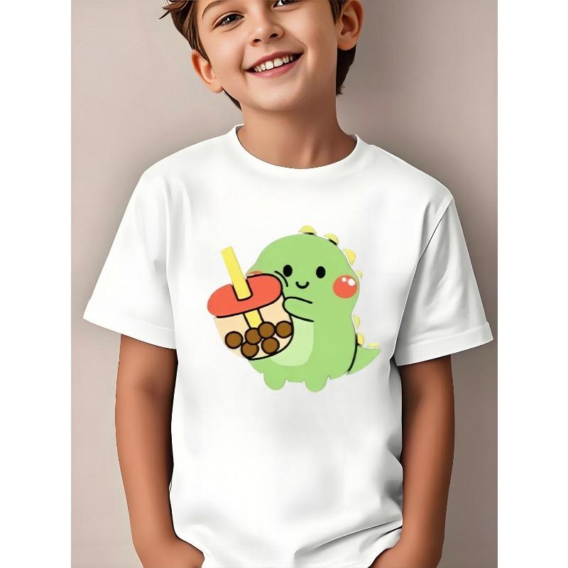 European Sizes Boys' T-shirt Print Design Art, Ideal for Outdoor Activities, Soft Knitted Top, Comfortable And Breathable, Suitable for Summer
