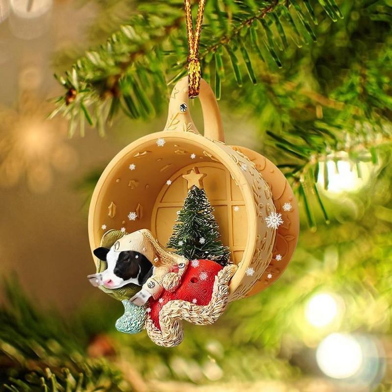 Charming Cartoon Acrylic Flat Pet Dog Christmas Decorative Gift For Car And Home