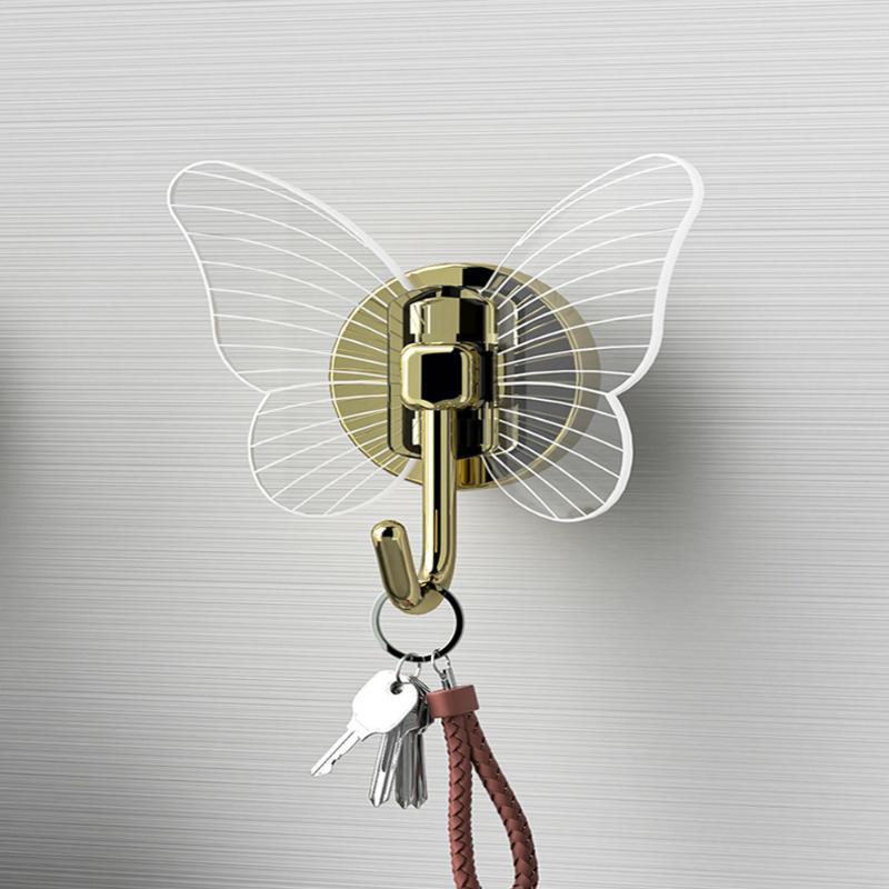 Butterfly Shaped Self Adhesive Wall Hooks No Drill Up To 8KG Load Bearing Hangers for Bathroom Kitchen Coat Towel Hanging