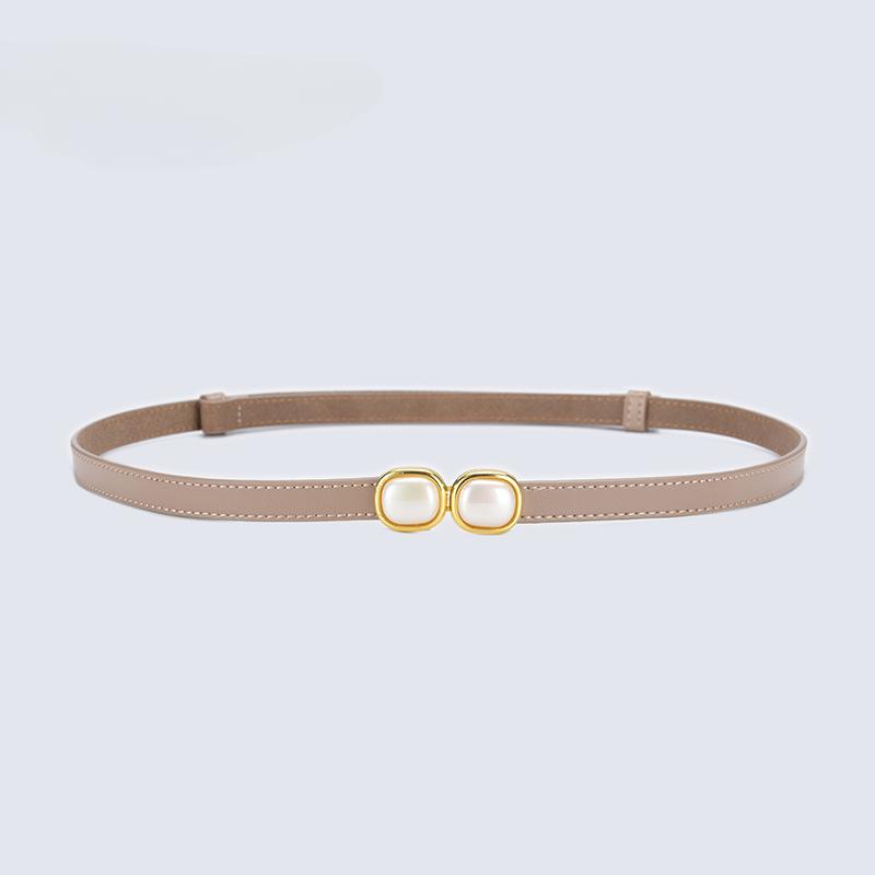 Adjustable Thin Belts with Pearl Accessories for Womens Skinny Belts for Dresses Womens Belts for Jeans