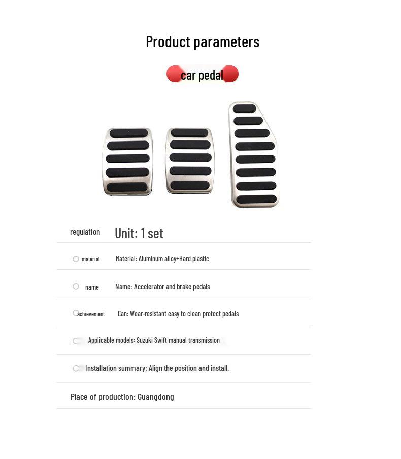 Rutschfeste Autopedale für Suzuki Swift: Drosselklappe, Bremse und Ruhebereich Dekorzubehör
