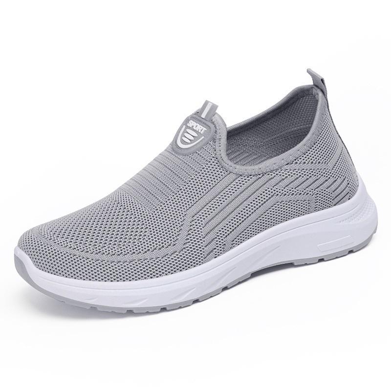 Chaussures Quotidiennes pour Maman Âgée Été Respirantes Slip-On Plates Confort Semelle Souple Grande Taille Chaussures Décontractées