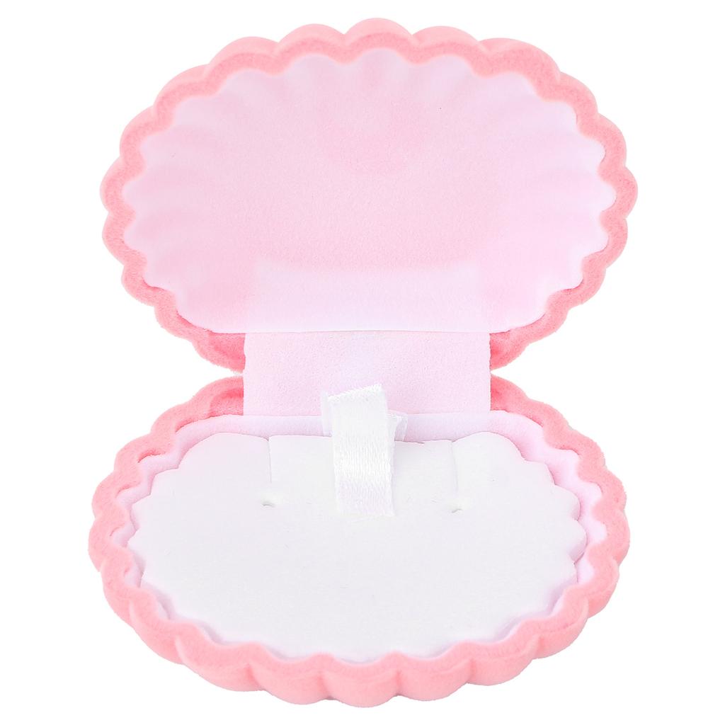 Joyero Bonita Forma de Concha Portátil para Anillos Pendientes Collares Caja de Almacenamiento para Regalo Rosa