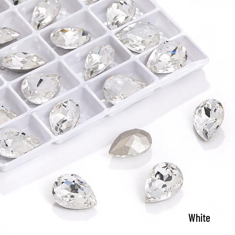 High-Grade K9 Teardrop Rhinestone DIY Jewelry Accessory - Silver-Plated Base with Irregular Crystal Glass Drill, Pointed Bottom