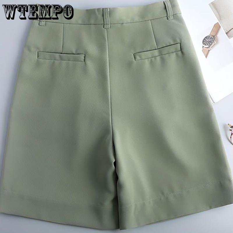 WTEMPO Summer Women's Short Trim Thin High Waist Shorts Loose Wide Leg Shorts Solid Color Thin Section Suit Shorts Casual Shorts