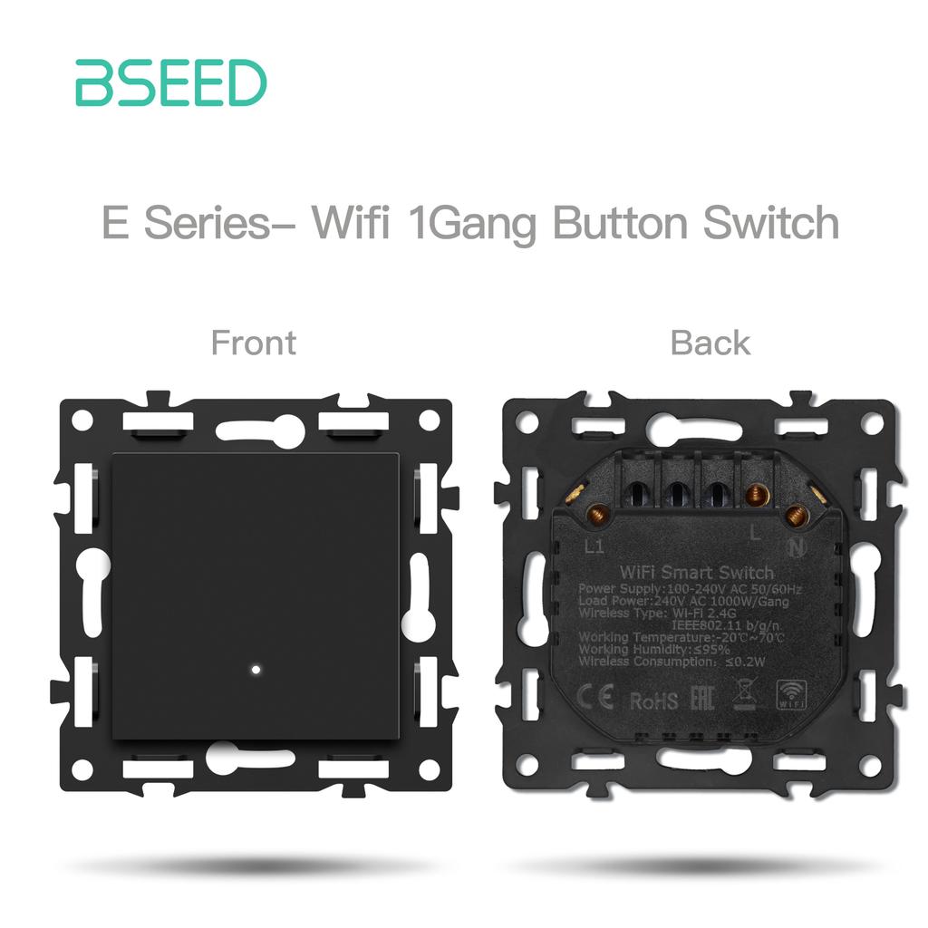 BSEED WIFI Click Switch Modules Smart Light Switch Parts White Glass Frame DIY Combination Wall Sockets USB Charge Key E-Series